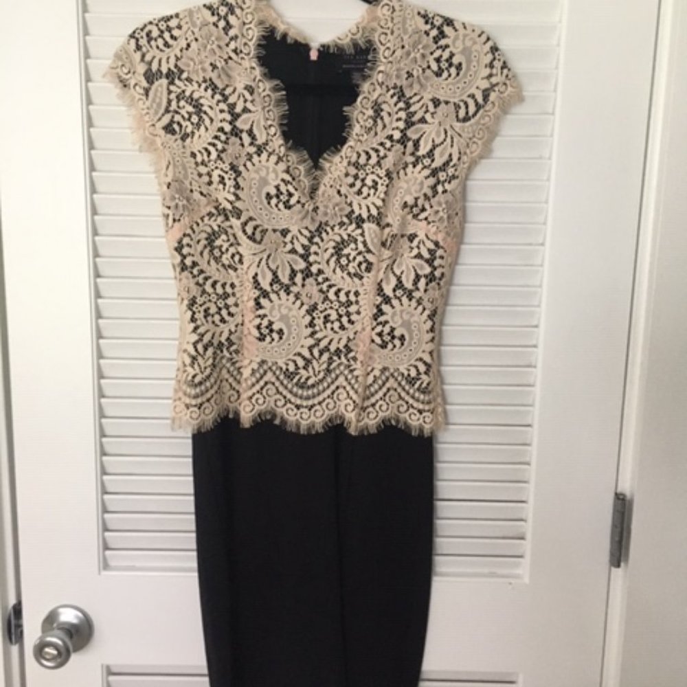 Ted Baker Champagne Lace & Black Dress